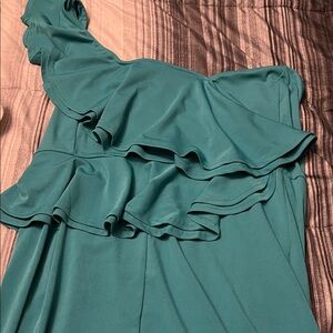 Chic One-Shoulder Teal Dress